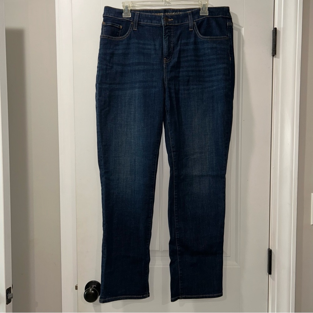 Chico’s So Slimming Girlfriend Straight Leg Jeans 12 Regular